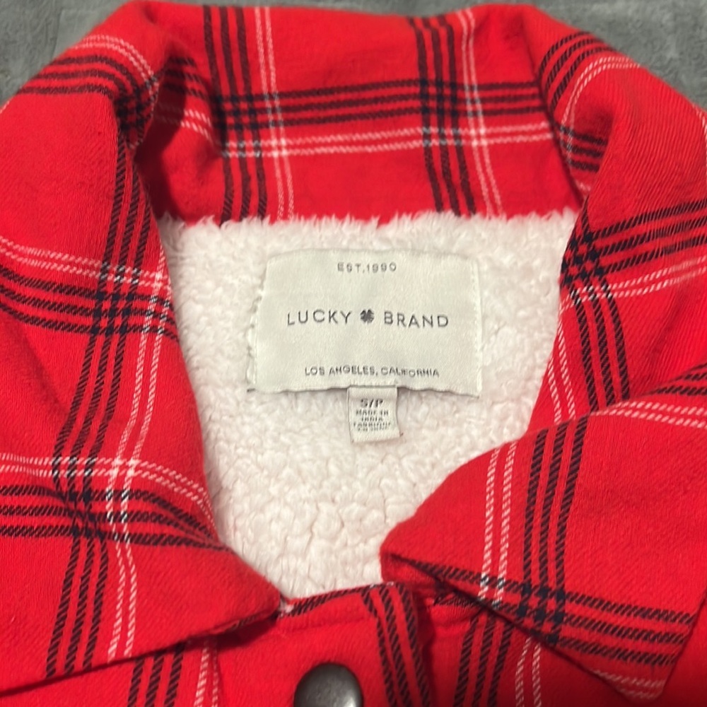 Lucky Brand Flannel Shirt, Jacket, Plaid, Fleece, Warm, Red, Black, Size S - Picture 5 of 12